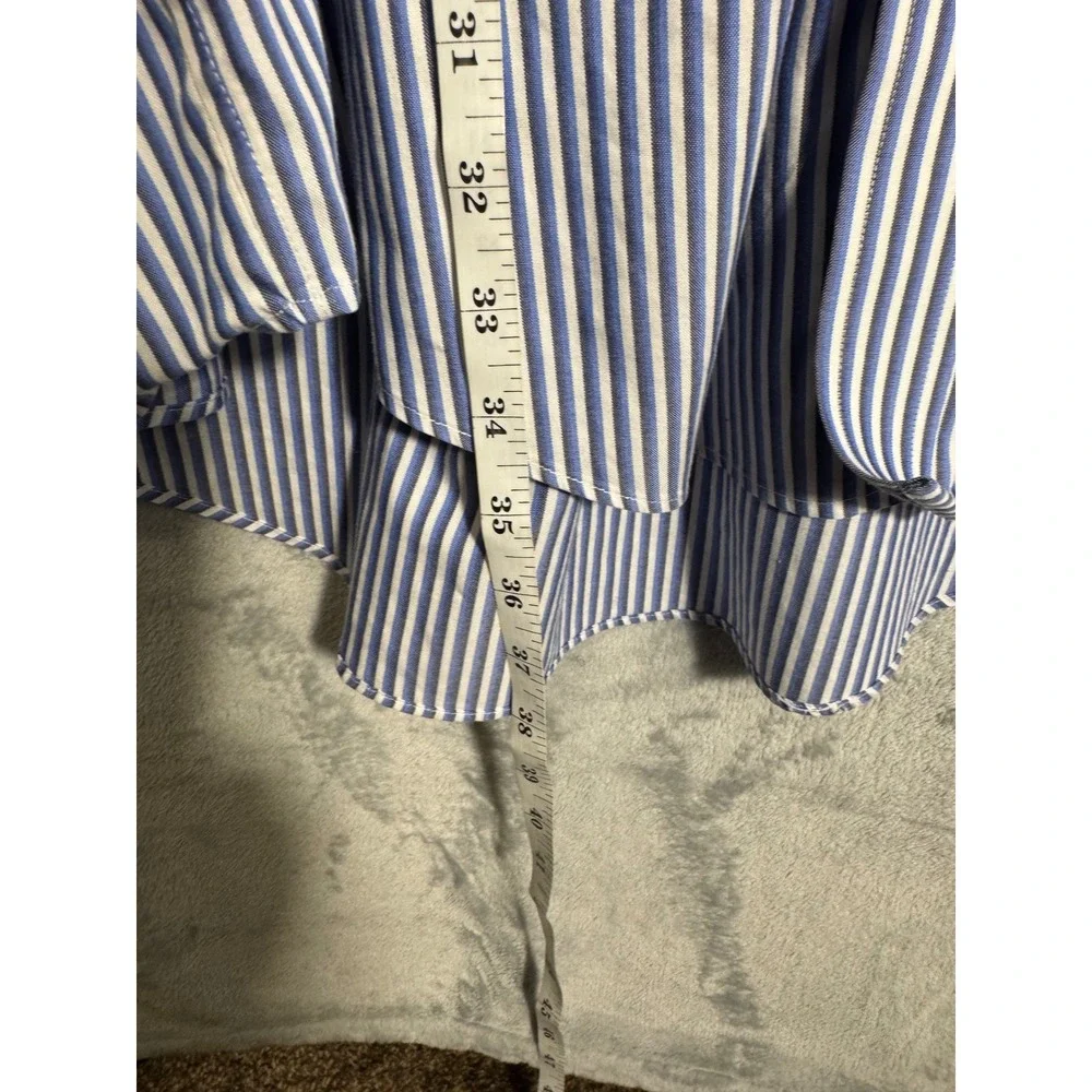 Lands End Mens 19-36 Big & Tall No Iron‎ Supima Cotton  Oxford Shirt Blue 3X